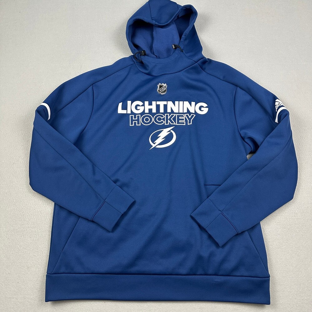 Tampa Bay Lightning Hoodie Men Extra Large Blue Adidas Climawarm Sweatshirt XL